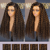 Wavymy Pre-cut Lace Wear Go Casual Blonde Highlights Water Wave 4x6 Lace Wigs Dome Cap Glueless with Natural Hairline Wig