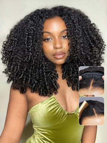 Wavymy Hair kinky curly half wigs