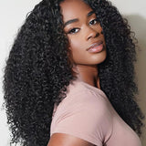 Wavymy Upgrade Kinky Curly V Part Wig No Glue No Sew No Gel No Leave Out Needed Human Hair 180 Density Thin Part Wig