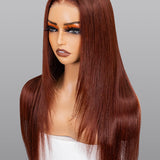 Wavymy Reddish Brown Layered Cut Wear Go Wigs 180% Density Straight 6x4 Pre-cut Lace Closure Wigs 100% Human Hair