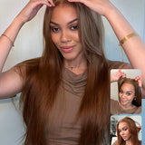 Wavymy Layered Cut Chestnut Brown Wear Go Wigs 180% Density Straight 6x4 Lace Closure Wigs 100% Human Hair