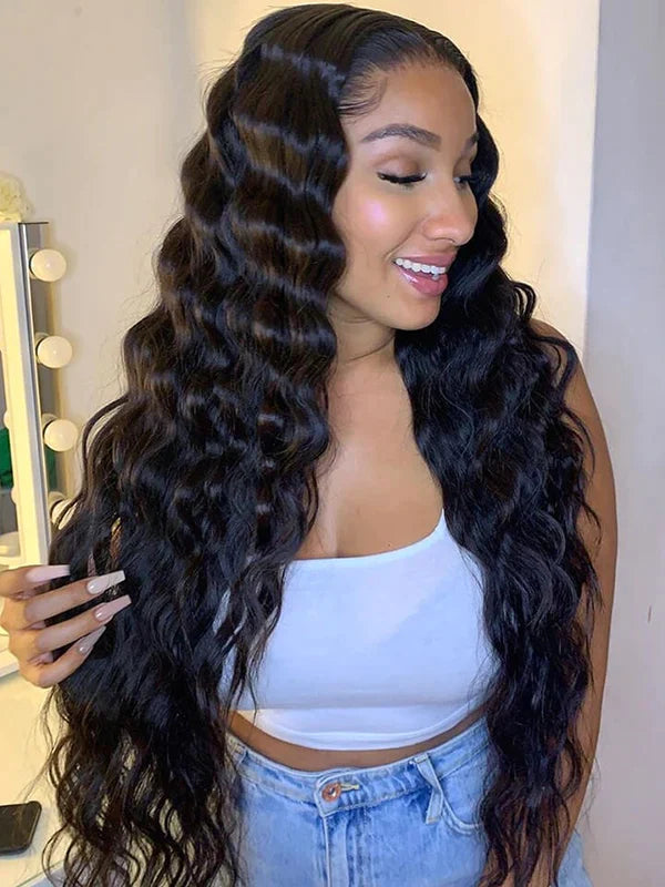 16 Inch Wig CLEARANCE SALE | Loose Deep 13*4*1 Lace Part Wigs Human Hair adjustable Perfectly fit belt Long Wig