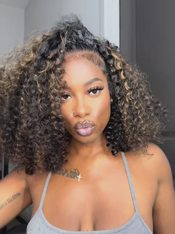 16 inch highlight water wave half wig human hair install video 