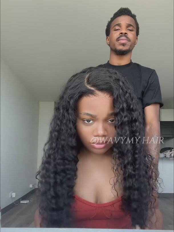 water wave glueless lace wig install video
