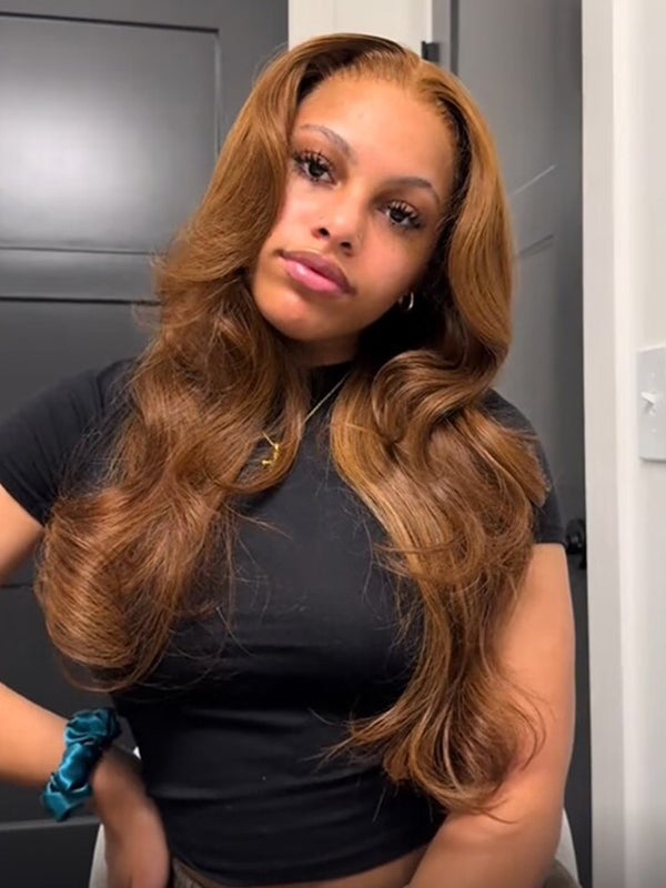 chestnut brown straight layered glueless wig 100% human hair