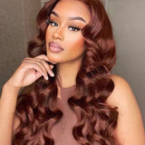 Wavymy Reddish Brown 13x4 Body Wave Lace Front Virgin Human Hair Wigs