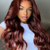 Wavymy Wear & Go Reddish Brown Kinky Curly 4x6 Lace Closure 180% Density Wig