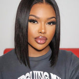 Wavymy HD Lace Bob Wigs Straight 4x4 Lace Closure Bob Wig Natural Color Human Hair Wigs