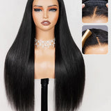 Wavymy Upgrade Half Wig Straight No Glue No Lace Human Hair For Women 180% Density