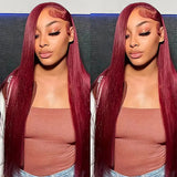 Wavymy Burgundy 99J Colored Wear Go Wigs Glueless 4x6 Lace Closure Wig 180% Density