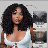 Wavymy Kinky Curly Block Wig with Optional Replaceable Tops 150% Density