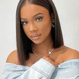 Wavymy Dome Cap Glueless Wear & Go Wigs Straight Bob Wigs 13x4 HD Lace Front Wigs 180% Density