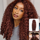 Wavymy Reddish Brown Burmese Curly Feather Crochet Hair Human Hair Extensions