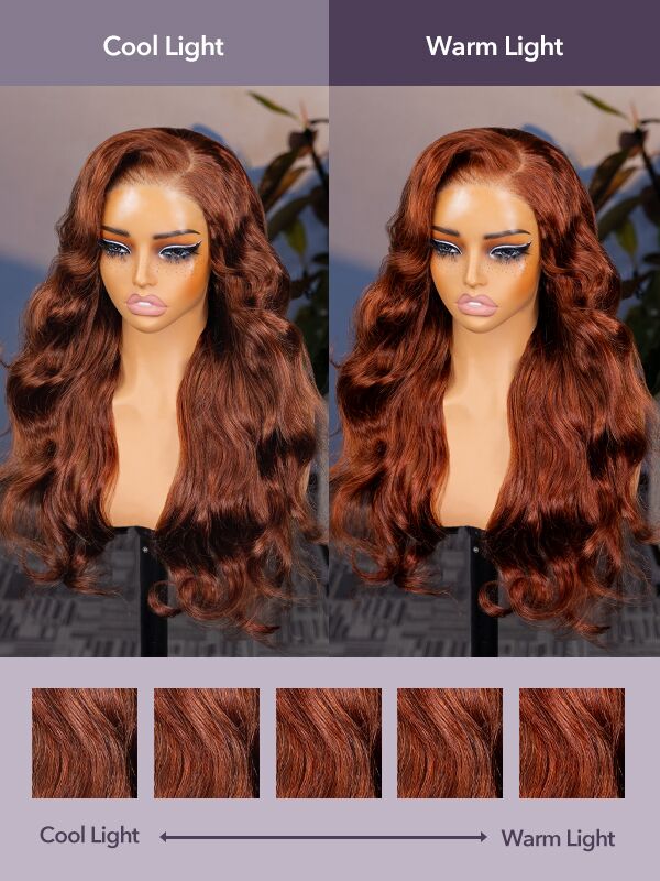 7x5 lace copper brown body wave wig