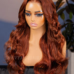 24 inch middle part 7x5 lace copper brown body wave glueless wigs