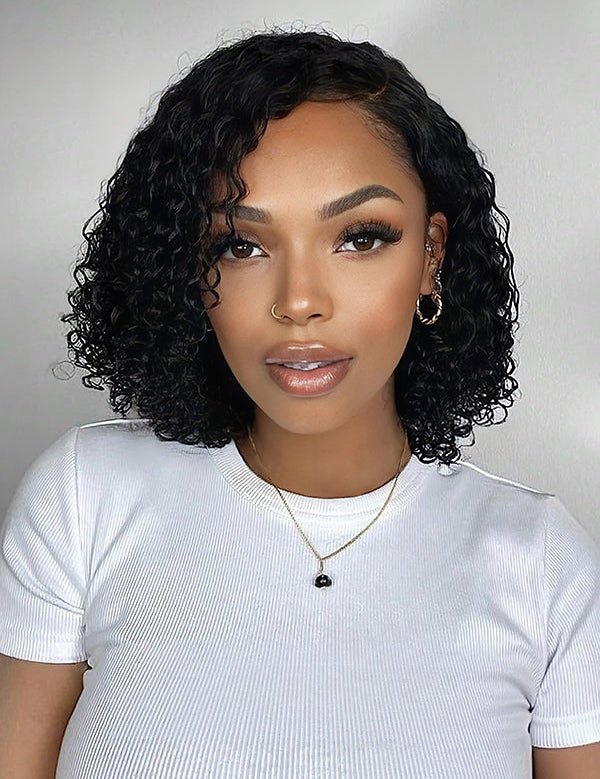 Wavymy Deep Wave Bob Wig Wear & Go Dome Cap Glueless 7x5 Lace Wig Pre-everything Human Hair 180% Density