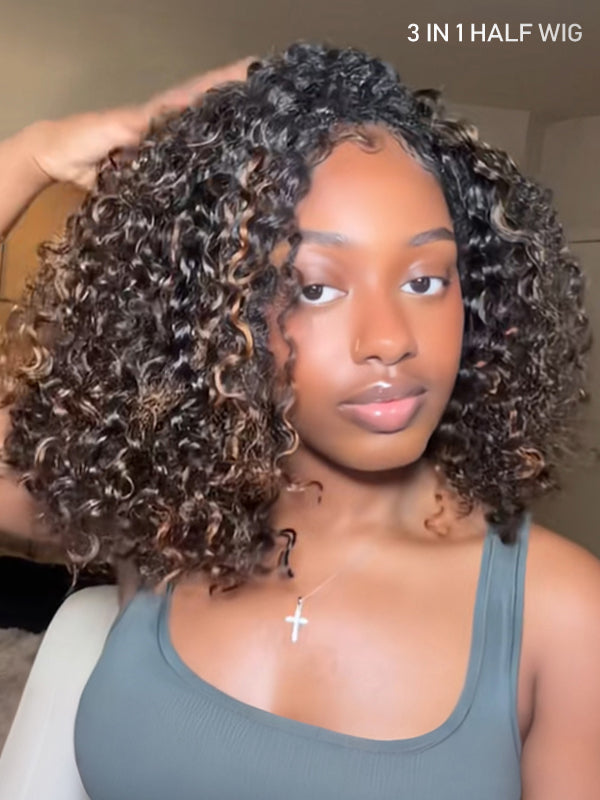 highlight water wave half wig