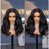 Wavymy Kinky Straight Pre-Styled Layered Wave Wig 7x5 Lace Wear Go Glueless Wig Human Hair Wig 200% Density
