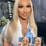 Wavymy Layer Cut 613 Ash Blonde Colored Wear GO Glueless 4x6 Lace Closure 180% Density Blonde Color Straight Wigs