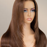 Wavymy Layered Cut Chocolate Brown Wear Go Wigs Straight 7x5 Lace Closure Wigs 100% Human Hair