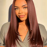 Wavymy Reddish Brown Layered Cut Wear Go Wigs 180% Density Straight 6x4 Pre-cut Lace Closure Wigs 100% Human Hair