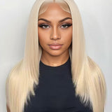 Wavymy Layer Cut 613 Ash Blonde Colored Wear GO Glueless 4x6 Lace Closure 180% Density Blonde Color Straight Wigs