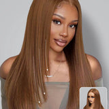 Wavymy Layered Cut Chestnut Brown Wear Go Wigs 180% Density Straight 4x6 Lace Closure Wigs 100% Human Hair