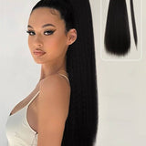 Wavymy Yaki Straight Wrap Around Ponytail Extension Human Hair