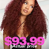 Wavymy Reddish Brown Wear & Go Kinky Curly 4x6 Lace Closure Wigs 180% Density