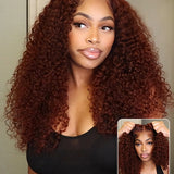 Wavymy Wear & Go Reddish Brown 7x5 Glueless Lace Wigs Human Hair 180% Density