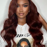 Wavymy Reddish Brown 13x4 Body Wave Lace Front Virgin Human Hair Wigs