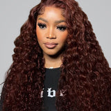 Wavymy Wear Go Pre-Plucked Reddish Brown Color Water Wave Glueless Wig 4x6 Pre-Cut Lace Wigs 180% Density