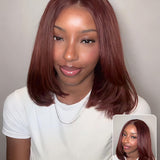 Wavymy Yaki Straight Layered Cut Silky Bob Wig Upgrade 9x6 T-Part Lace Wig Pre-Plucked Wear Go Glueless Wigs 180% Density