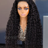 Wavymy 4x4 Lace Closure Water Wave Wigs Transparent Lace Human Hair Wig 180% Density