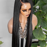 Wavymy Silk Straight 13x6 Lace Frontal Wear & Go Wigs Dome Cap Glueless Pre-bleached Straight Wigs 350% High Density