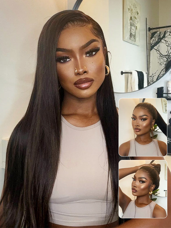 straight  human hair 360 glueless wig 