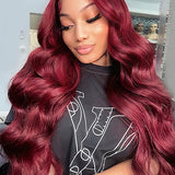 Wavymy Burgundy 99J Colored Wear Go Wigs Glueless 4x6 Lace Closure Wig 180% Density