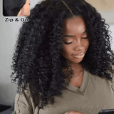 Wavymy Kinky Curly Block Wig with Optional Replaceable Tops 150% Density