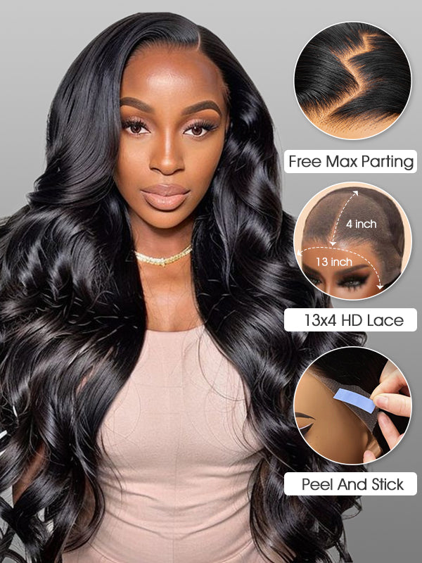 Wavymy Body Wave Wear & Go Wigs Dome Cap Glueless 13x4 HD Lace Front W ...