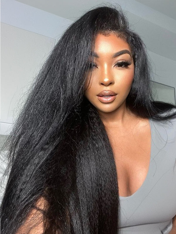 Wavymy Side Part Wig Pre Cut Kinky Straight Wear Go Glueless Wigs 4x6 Lace Closure Wigs