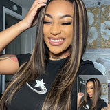 Wavymy Layered Cut Balayage Highlight Wear Go Glueless 7x5 Lace Pre-Bleached Straight Wigs Pre-pluck 180% Density Human Hair Wigs