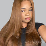 80% Off | Wavymy Layered Cut Chestnut Brown Wear Go Wigs 180% Density Straight 4x6 Lace Closure Wigs 100% Human Hair