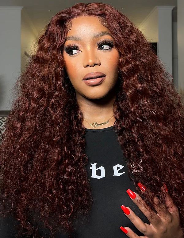 Wavymy Wear & Go Reddish Brown 7x5 Glueless Lace Wigs Human Hair 180% Density