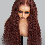 Wavymy Wear Go Pre-Plucked Reddish Brown Color Water Wave Glueless Wig 4x6 Pre-Cut Lace Wigs 180% Density