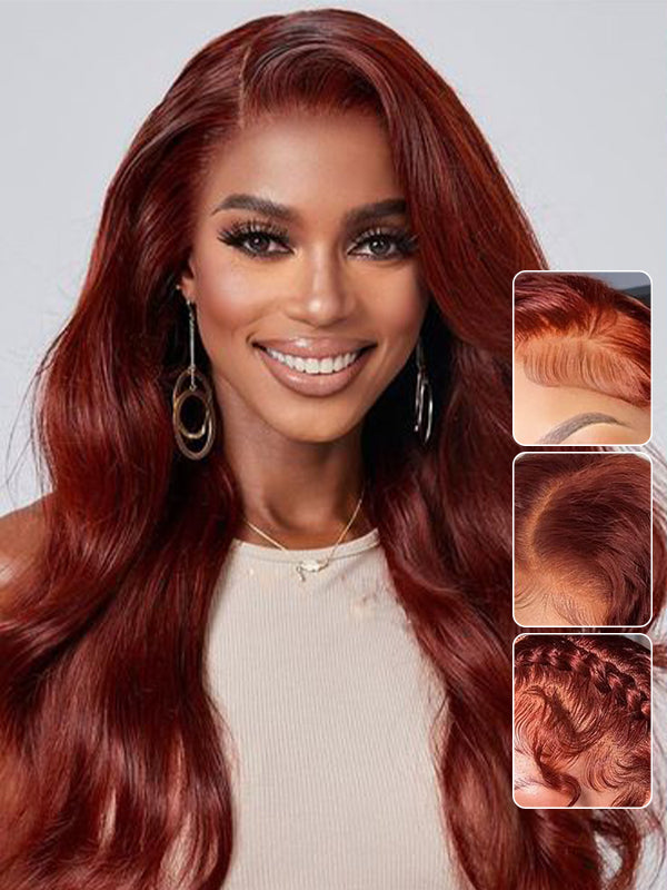 Wavymy Bye Bye Knots Wig 13x4 Lace Reddish Brown Body Wave Wear & Go Glueless Wigs