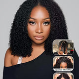 Wavymy Upgrade Afro Curly Glueless V Part Wig Human Hair Wear Go Thin Part Wig For Women 180% Density