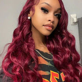 Wavymy Burgundy 99J Colored Wear Go Wigs Glueless 4x6 Lace Closure Wig 180% Density
