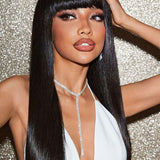 Wavymy Glueless Straight Wig With Bangs Human Hair Machine Made 180% Density