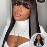 $0 Get Free Wig | Glueless Straight Wigs With Bangs & Wear Go Body Wave 4x6 Pre-bleached Wigs180 Density