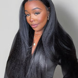 Wavymy Yaki Straight 13x4 Lace Frontal Max Free Parting Wigs Pre-Bleached Human Hair Wigs